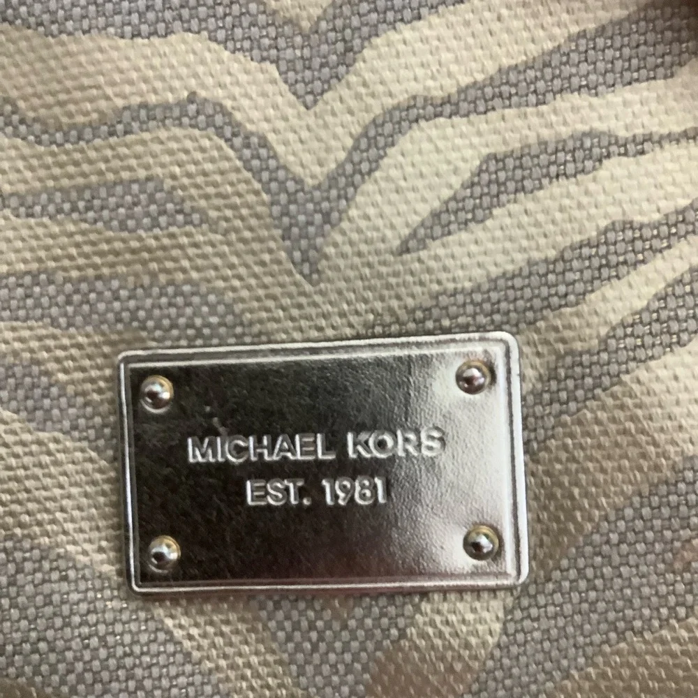 Michael Kors Gold and Gray Mettalic  Zebra Pattern Tote